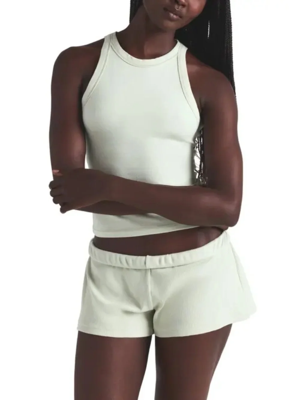 SKIMS Cotton Rib Loose Shorts Spearmint size small